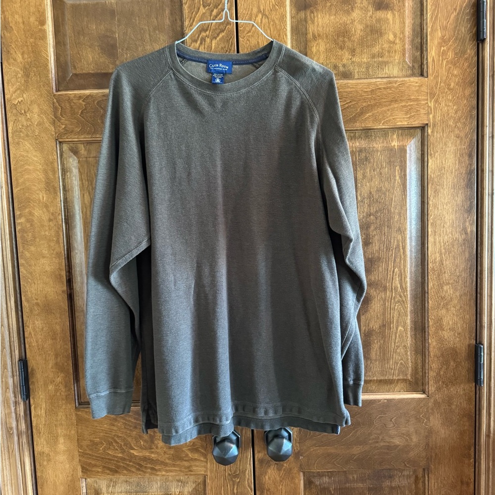 Club Room By Charter Club Dark Olive Green Long Sleeve Shirt - Men's Size XL